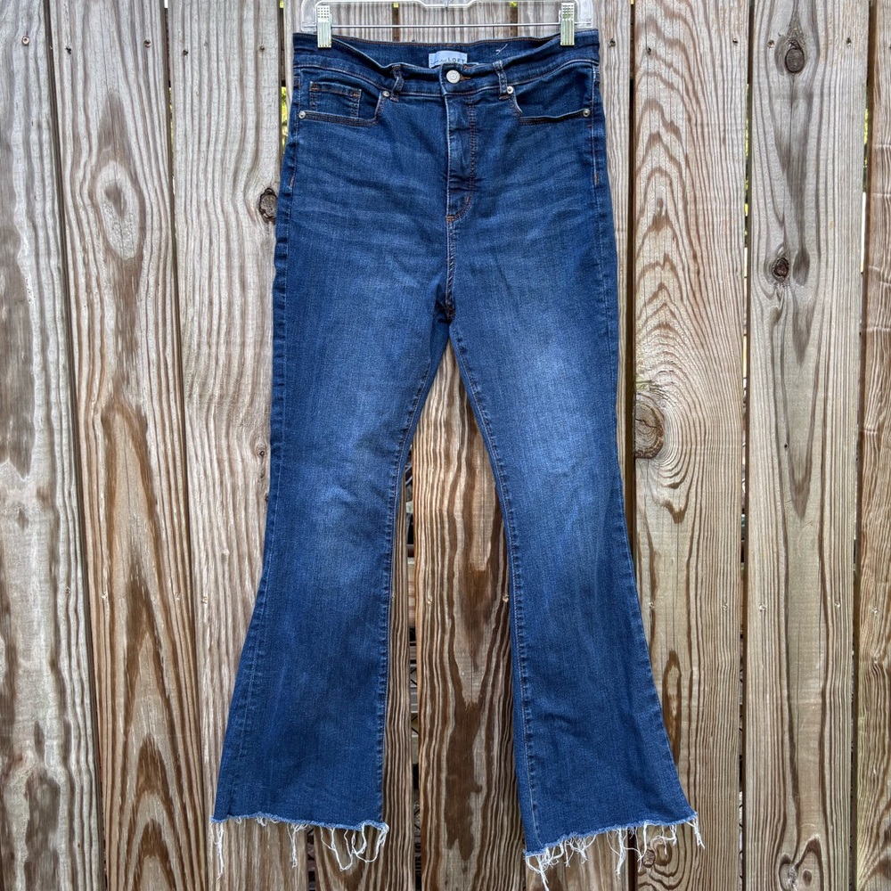 LOFT Petite Fresh Cut High Rise Slim Flare Jeans